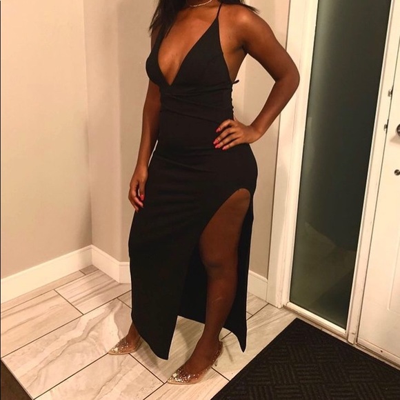 Dresses & Skirts - Long Black dress with a sexy side slit